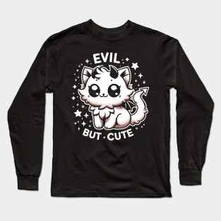 Evil But Cute Cat Lover Gothic Witchy Long Sleeve T-Shirt